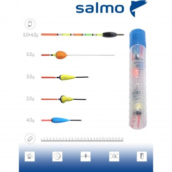 Поплавки SALMO БЕРИ И ЛОВИ в тубусе, 5 шт. Поплавки SALMO БЕРИ И ЛОВИ в тубусе, 5 шт.
